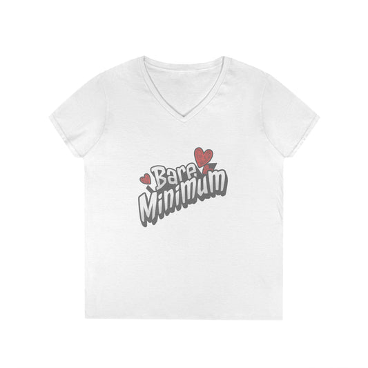 Cute ‘Bare Minimum’ Ladies' V-Neck T-Shirt, Gift for Her, Casual Wear, Funny Quote Tee, Spring Fashion, Everyday Comfort