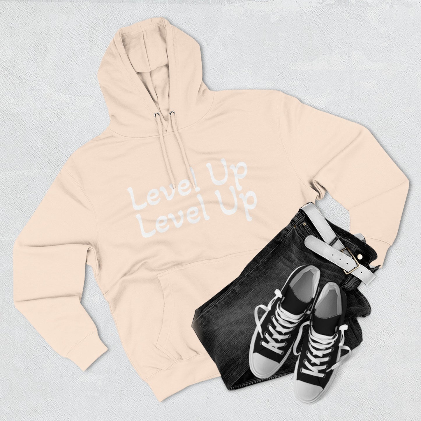 Level Up Fleece Hoodie, Cozy Graphic Sweatshirt, Gift for Dreamers, Casual Chic Hoodie, Unique Winter Apparel, Birthday Present