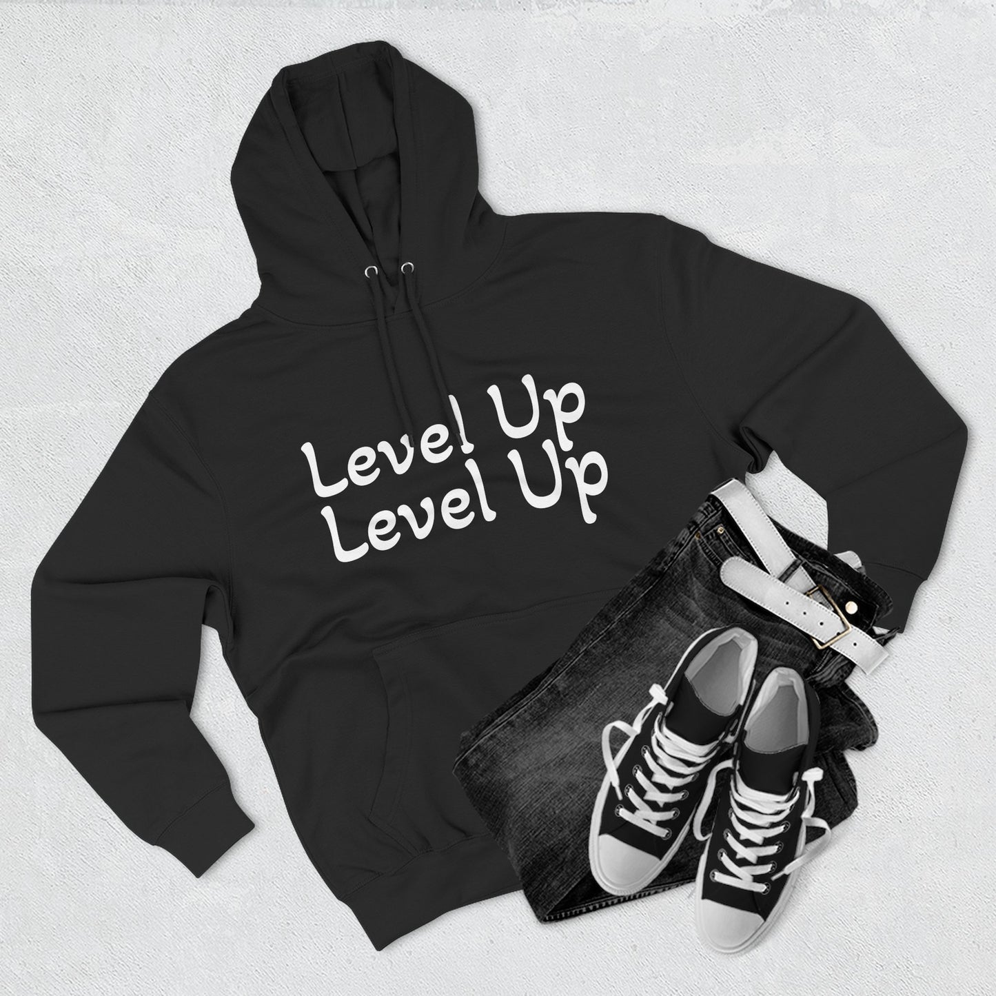 Level Up Fleece Hoodie, Cozy Graphic Sweatshirt, Gift for Dreamers, Casual Chic Hoodie, Unique Winter Apparel, Birthday Present
