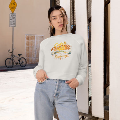 Catch Flights Feelings Cropped Pullover, Trendy Fleece Sweatshirt, Travel-Inspired Top, Stylish Layering Piece, Perfect Gift for Adventurers