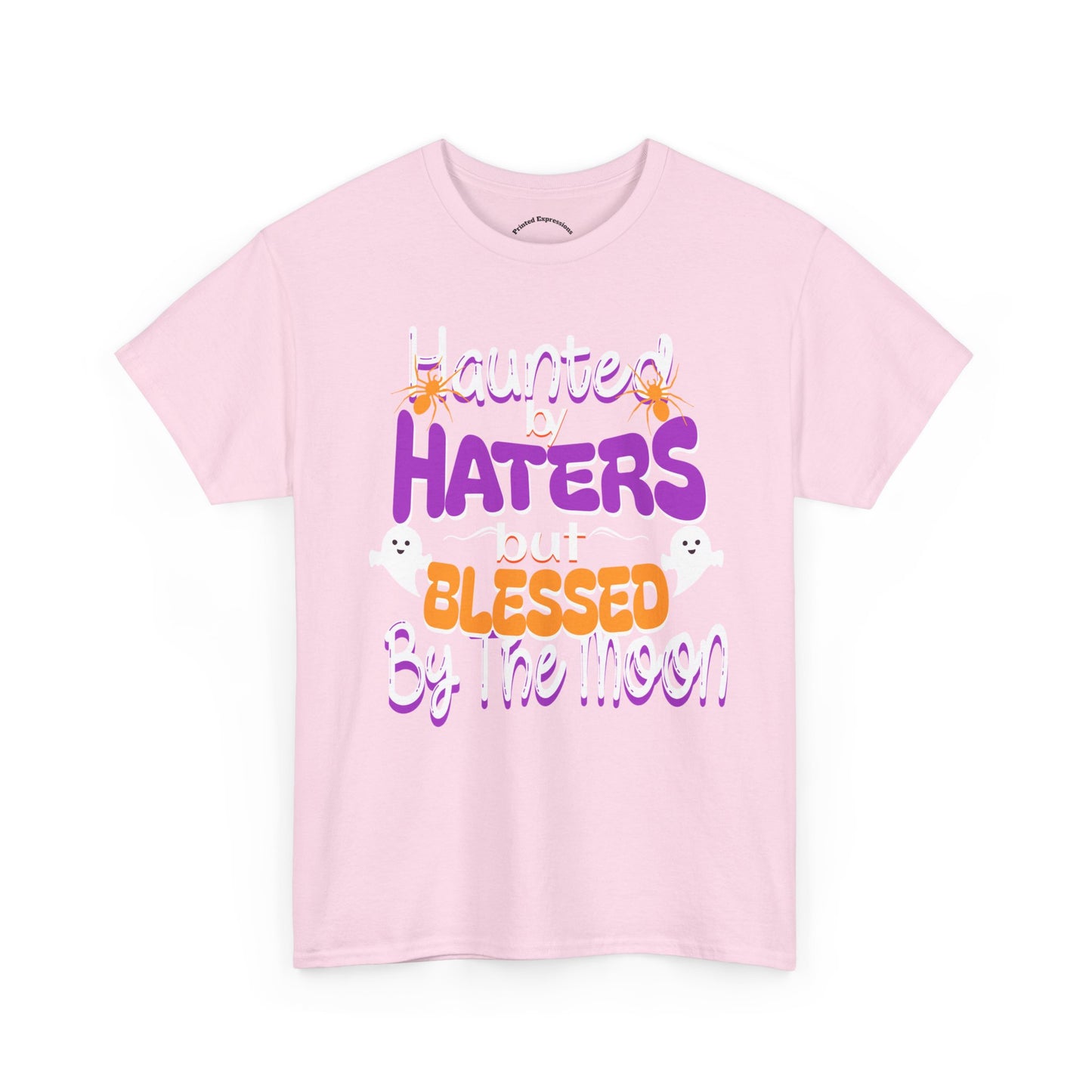 Haunted by Haters Unisex Heavy Cotton Tee - Fun Halloween Shirt, Spooky Gift, Casual Everyday Wear, Autumn Vibes, Unique Tee