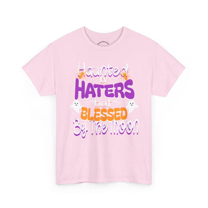 Haunted by Haters Unisex Heavy Cotton Tee - Fun Halloween Shirt, Spooky Gift, Casual Everyday Wear, Autumn Vibes, Unique Tee