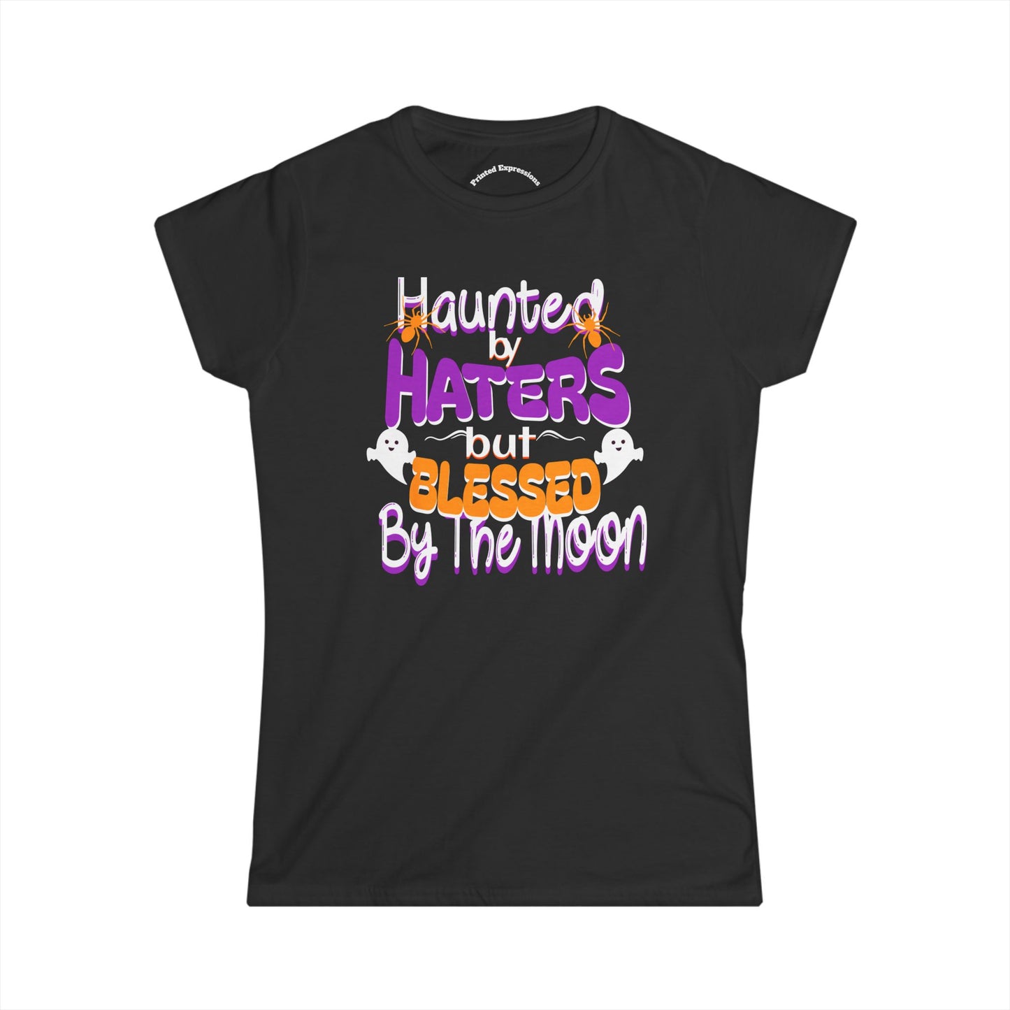 Haunted by Haters Softstyle Tee, Halloween T-Shirt, Witchy Graphic Tee, Blessed by the Moon Shirt, Spooky Season Apparel