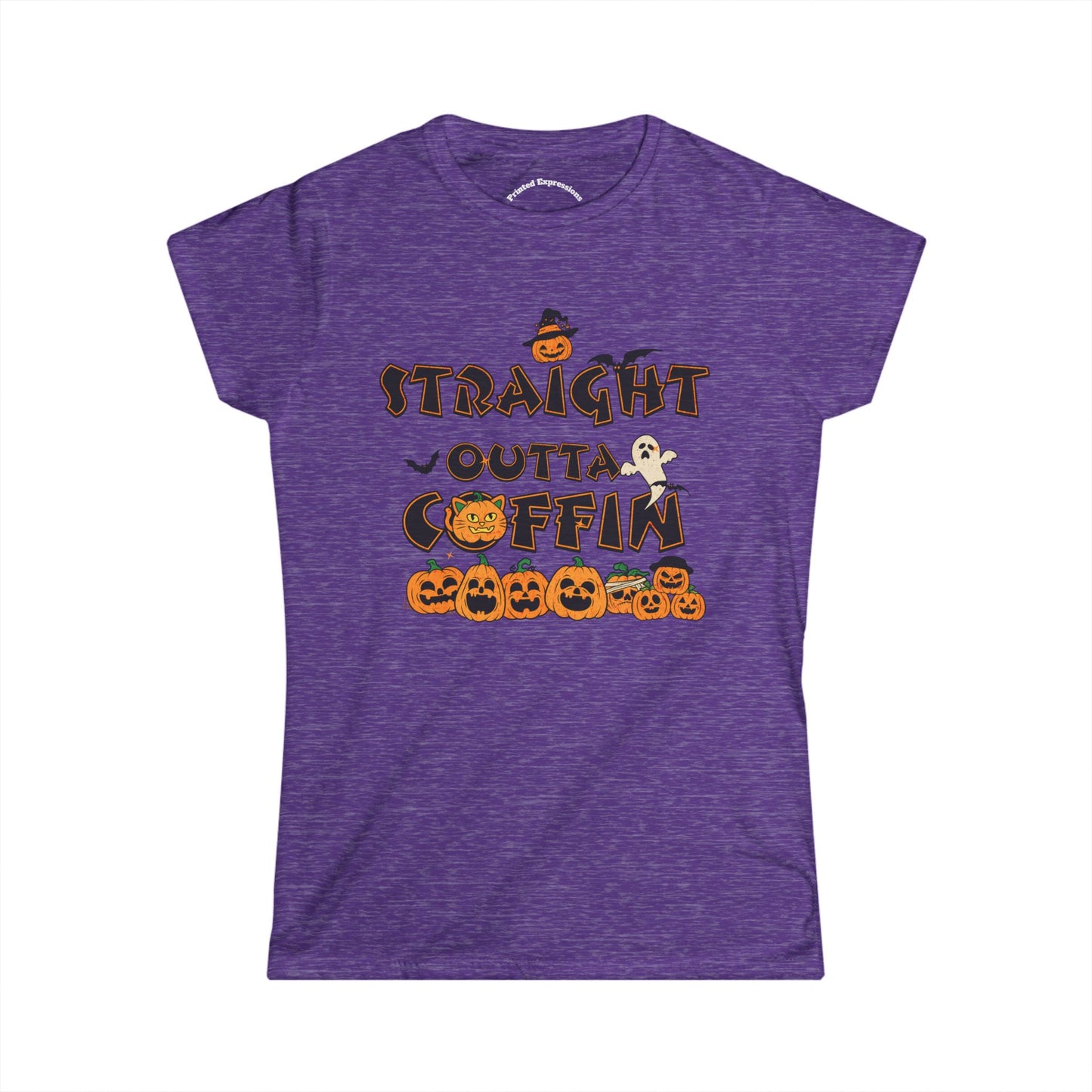 Halloween Graphic Tee, Straight Outta Coffin Shirt, Women's Casual Shirt, Fall Fashion, Spooky Season Outfit