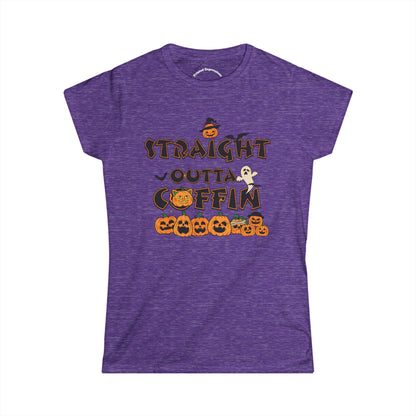 Halloween Graphic Tee, Straight Outta Coffin Shirt, Women's Casual Shirt, Fall Fashion, Spooky Season Outfit