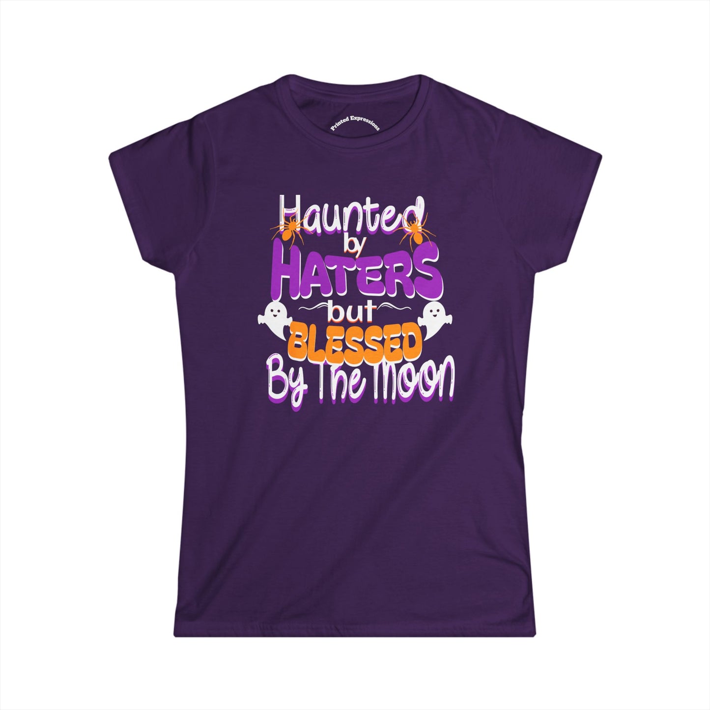 Haunted by Haters Softstyle Tee, Halloween T-Shirt, Witchy Graphic Tee, Blessed by the Moon Shirt, Spooky Season Apparel