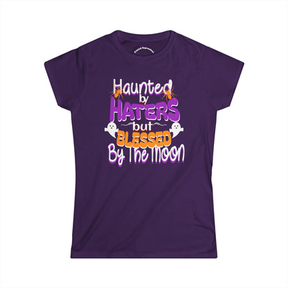 Haunted by Haters Softstyle Tee, Halloween T-Shirt, Witchy Graphic Tee, Blessed by the Moon Shirt, Spooky Season Apparel