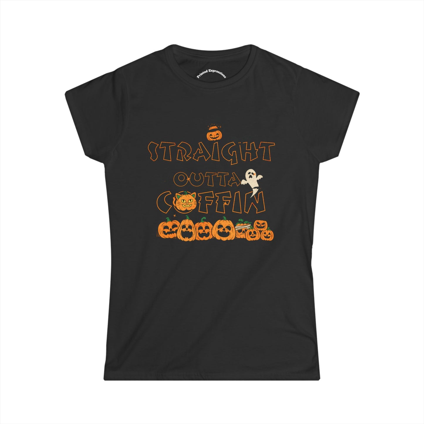 Halloween Graphic Tee, Straight Outta Coffin Shirt, Women's Casual Shirt, Fall Fashion, Spooky Season Outfit