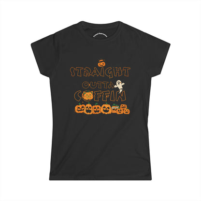 Halloween Graphic Tee, Straight Outta Coffin Shirt, Women's Casual Shirt, Fall Fashion, Spooky Season Outfit