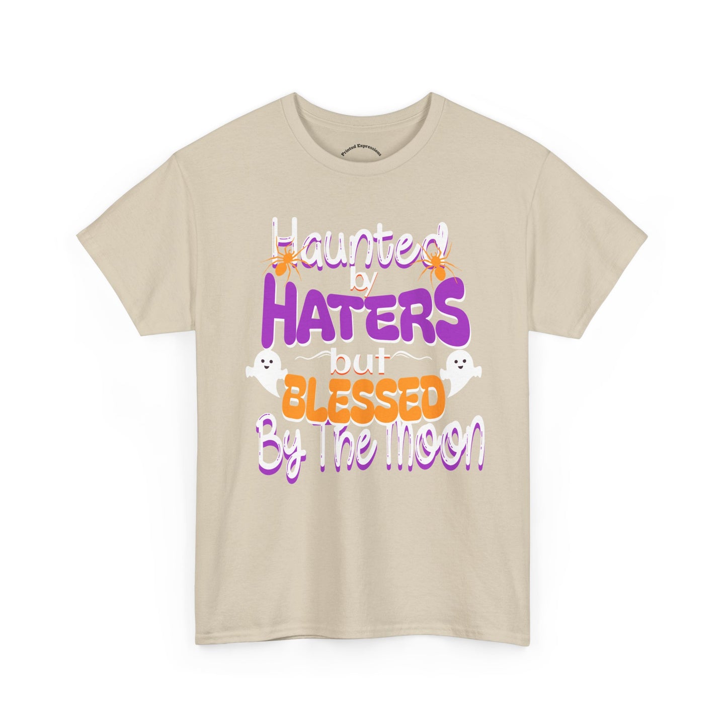 Haunted by Haters Unisex Heavy Cotton Tee - Fun Halloween Shirt, Spooky Gift, Casual Everyday Wear, Autumn Vibes, Unique Tee