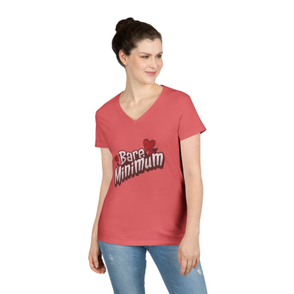 Cute ‘Bare Minimum’ Ladies' V-Neck T-Shirt, Gift for Her, Casual Wear, Funny Quote Tee, Spring Fashion, Everyday Comfort