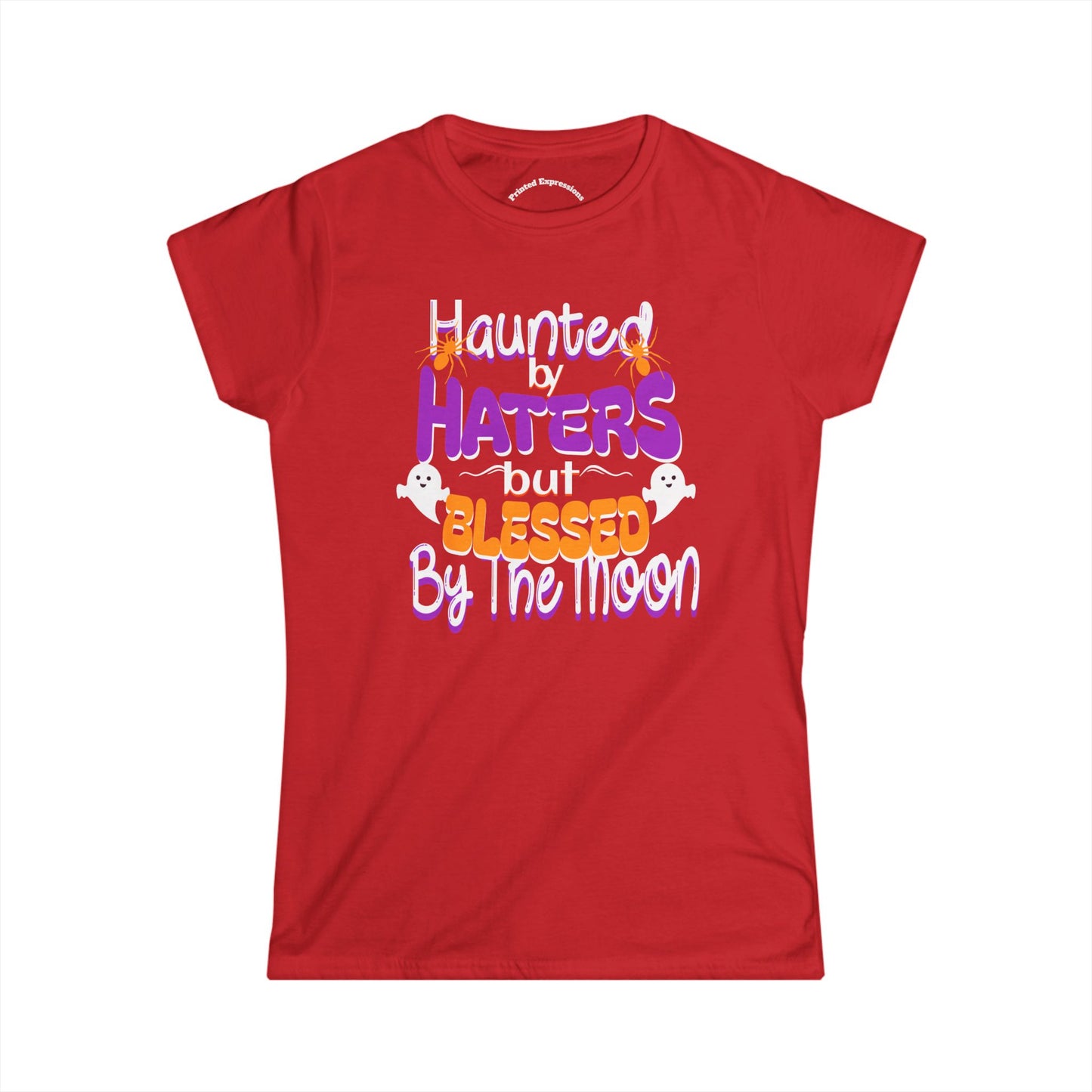 Haunted by Haters Softstyle Tee, Halloween T-Shirt, Witchy Graphic Tee, Blessed by the Moon Shirt, Spooky Season Apparel