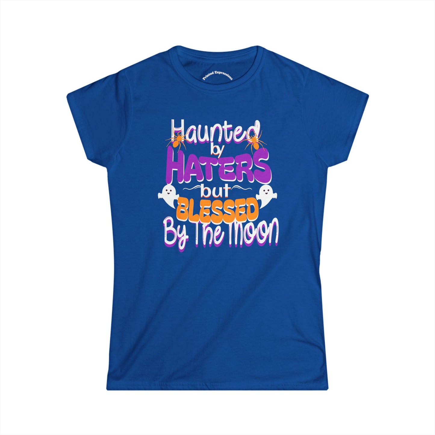 Haunted by Haters Softstyle Tee, Halloween T-Shirt, Witchy Graphic Tee, Blessed by the Moon Shirt, Spooky Season Apparel