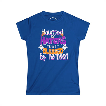 Haunted by Haters Softstyle Tee, Halloween T-Shirt, Witchy Graphic Tee, Blessed by the Moon Shirt, Spooky Season Apparel