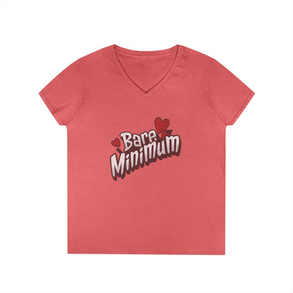 Cute ‘Bare Minimum’ Ladies' V-Neck T-Shirt, Gift for Her, Casual Wear, Funny Quote Tee, Spring Fashion, Everyday Comfort