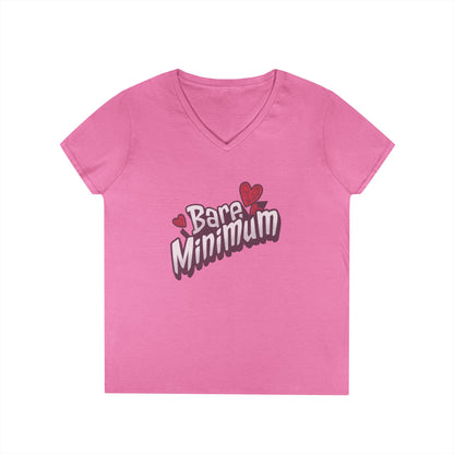 Cute ‘Bare Minimum’ Ladies' V-Neck T-Shirt, Gift for Her, Casual Wear, Funny Quote Tee, Spring Fashion, Everyday Comfort