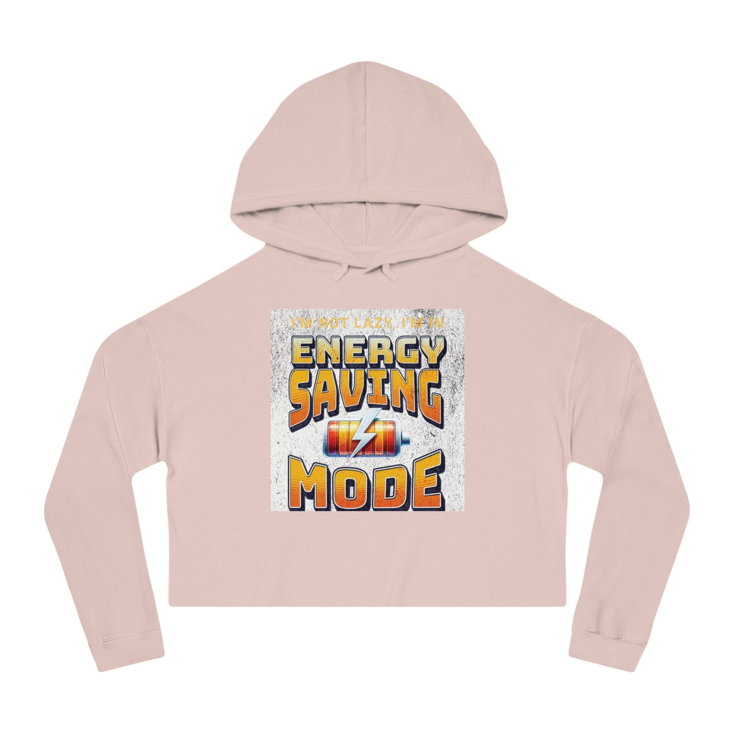Energy Saving Mode Cropped Hoodie, Fun Sweatshirt for Women, Casual Wear, Unique Gift for Relaxation, Trendy Fashion
