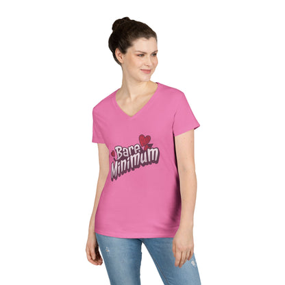 Cute ‘Bare Minimum’ Ladies' V-Neck T-Shirt, Gift for Her, Casual Wear, Funny Quote Tee, Spring Fashion, Everyday Comfort