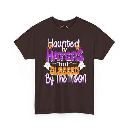 Haunted by Haters Unisex Heavy Cotton Tee - Fun Halloween Shirt, Spooky Gift, Casual Everyday Wear, Autumn Vibes, Unique Tee