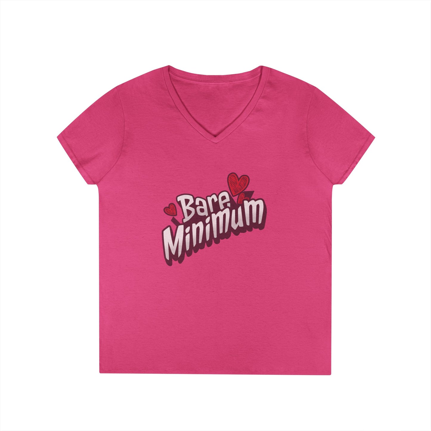 Cute ‘Bare Minimum’ Ladies' V-Neck T-Shirt, Gift for Her, Casual Wear, Funny Quote Tee, Spring Fashion, Everyday Comfort
