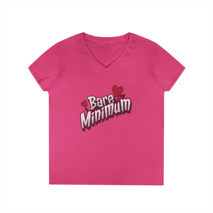 Cute ‘Bare Minimum’ Ladies' V-Neck T-Shirt, Gift for Her, Casual Wear, Funny Quote Tee, Spring Fashion, Everyday Comfort