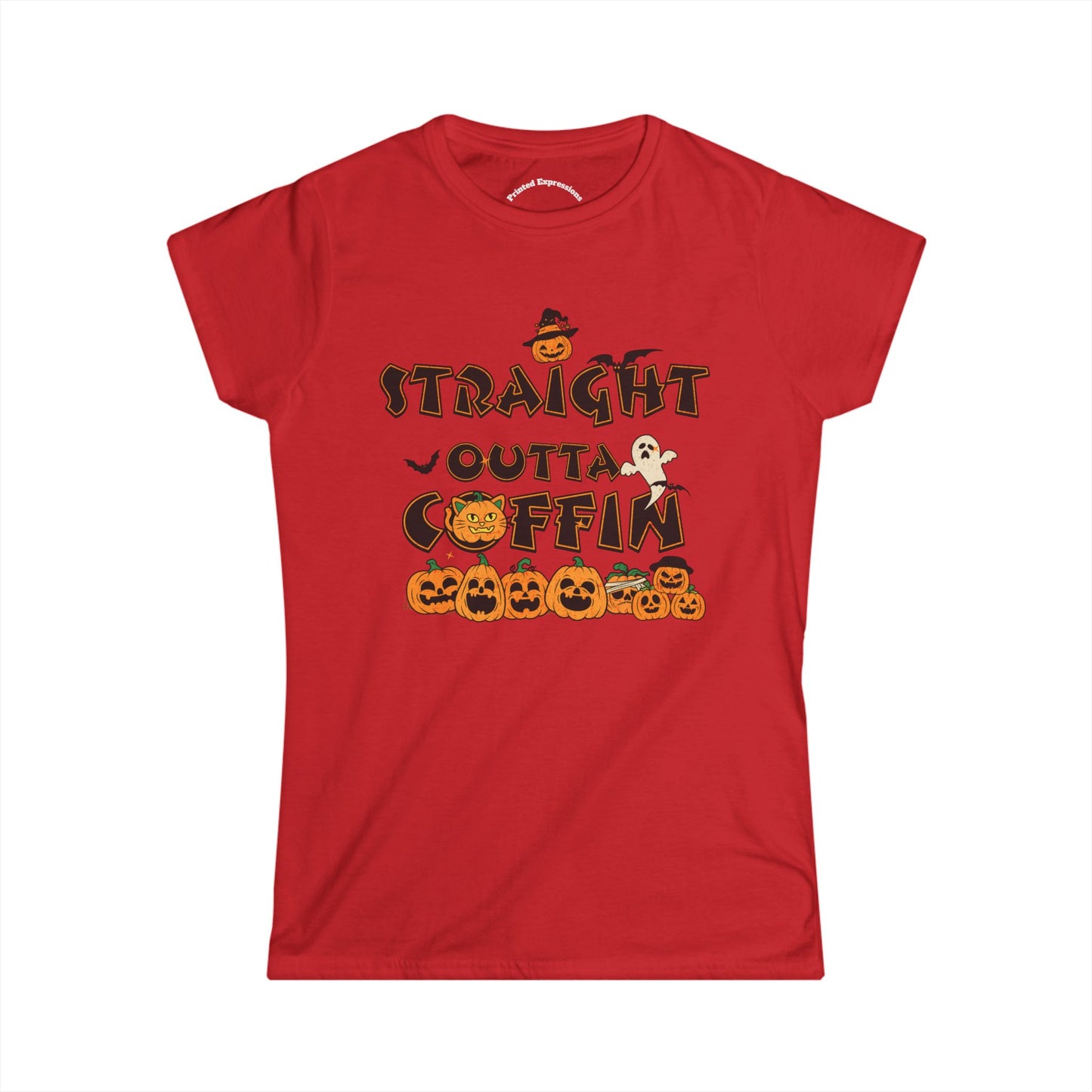 Halloween Graphic Tee, Straight Outta Coffin Shirt, Women's Casual Shirt, Fall Fashion, Spooky Season Outfit