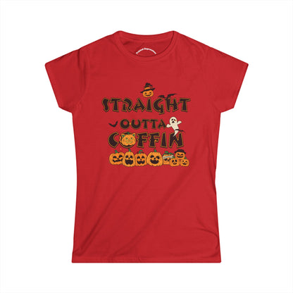 Halloween Graphic Tee, Straight Outta Coffin Shirt, Women's Casual Shirt, Fall Fashion, Spooky Season Outfit