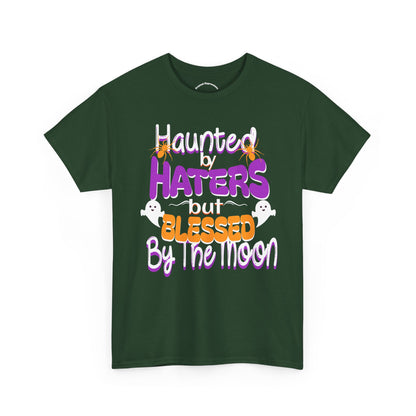 Haunted by Haters Unisex Heavy Cotton Tee - Fun Halloween Shirt, Spooky Gift, Casual Everyday Wear, Autumn Vibes, Unique Tee