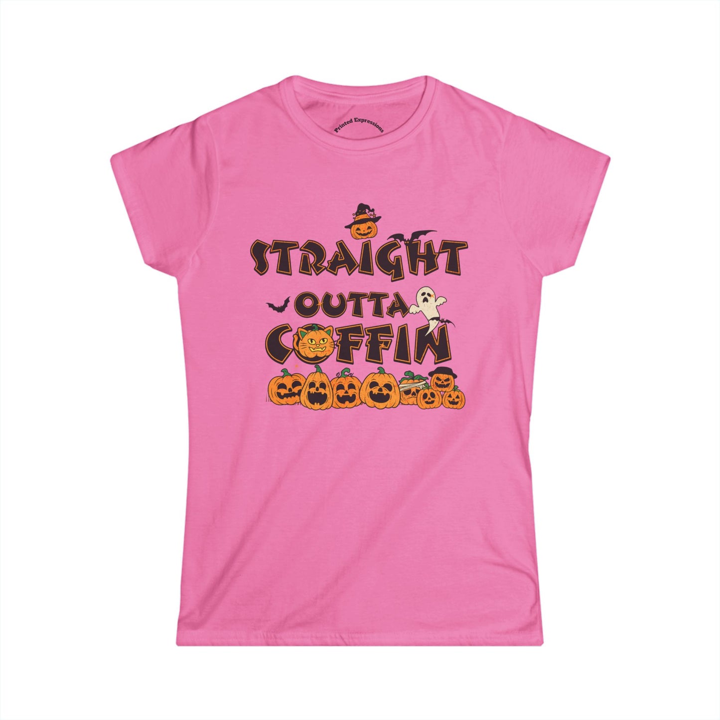 Halloween Graphic Tee, Straight Outta Coffin Shirt, Women's Casual Shirt, Fall Fashion, Spooky Season Outfit