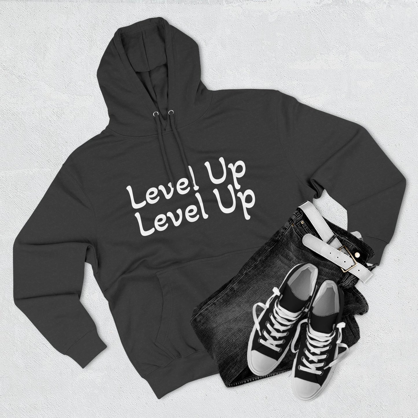 Level Up Fleece Hoodie, Cozy Graphic Sweatshirt, Gift for Dreamers, Casual Chic Hoodie, Unique Winter Apparel, Birthday Present